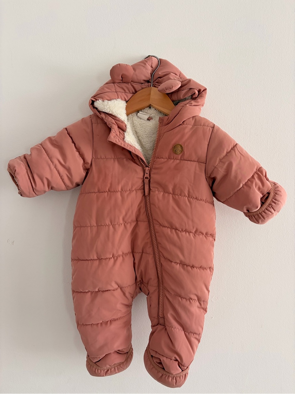 Dusty Rose Puffer Bunting Suit